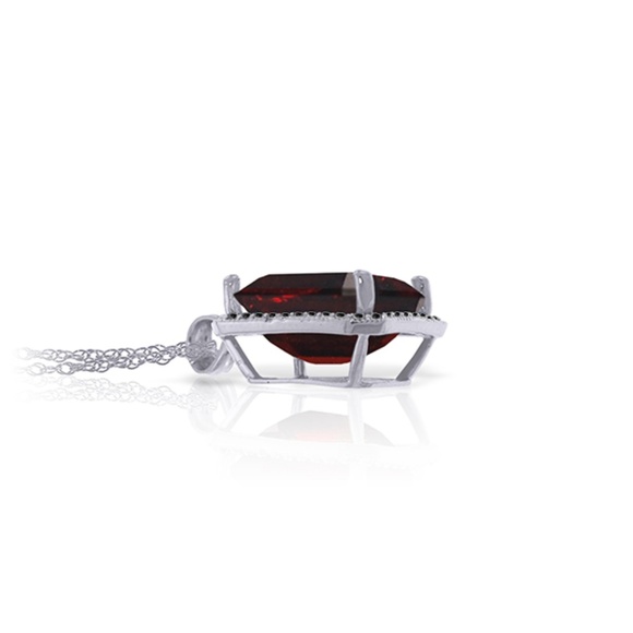 NECKLACE WITH NATURAL BLACK DIAMONDS & GARNET - Picture 2 of 7